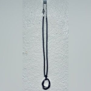 Vintage Black & Silver-tone Pendant Necklace